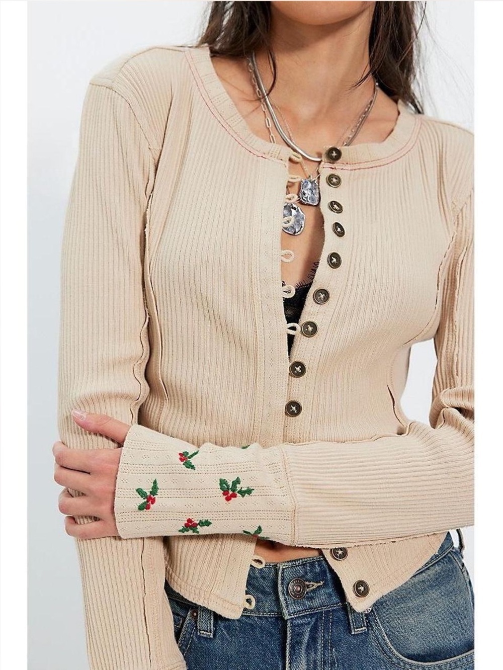 We The Free Daria Cuff Cardi NWT